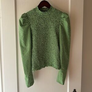 Green Gingham Long Sleeve Top